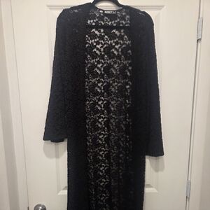 Audrey 3+1 Black Lace Long Cardigan